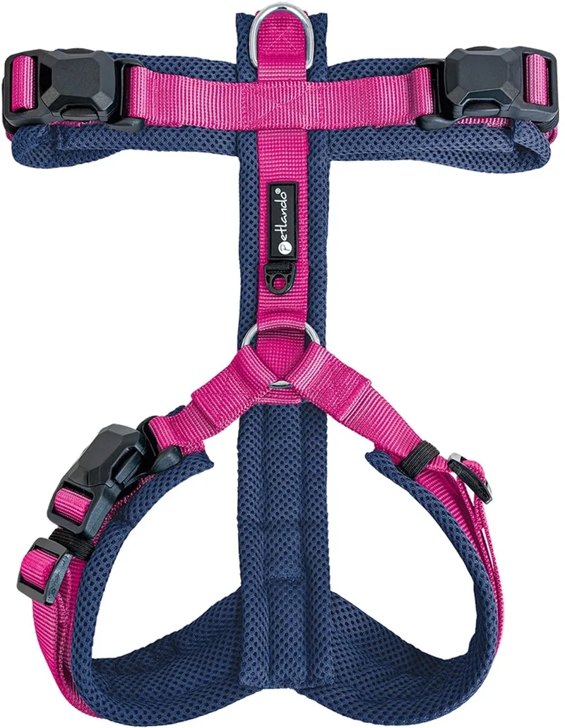 Harness Y-Comfort Navy-Fuchsia met magnetische sluiting -maat S- 44 – 60 cm de Petlando en Bleu foncé – photo produit
