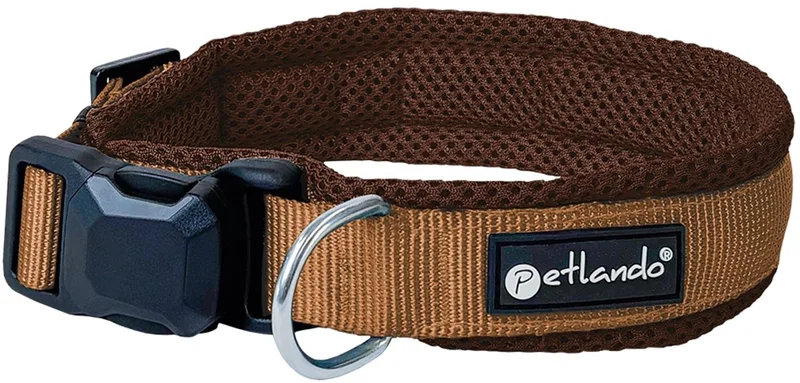 Hondenhalsband met magnetische sluiting - maat M voor medium honden - 45-50 cm. de Petlando en Mocha-Cognac – photo produit