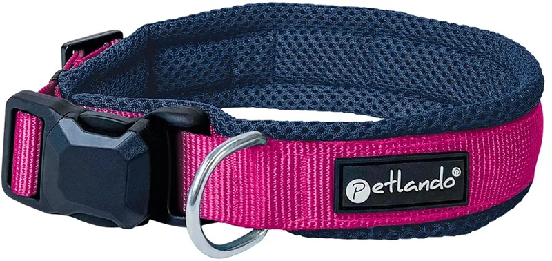 Hondenhalsband Navy-Fuchsia met magnetische sluiting - maat Xl voor grote honden - 55-60 cm. de Petlando en Bleu foncé – photo produit