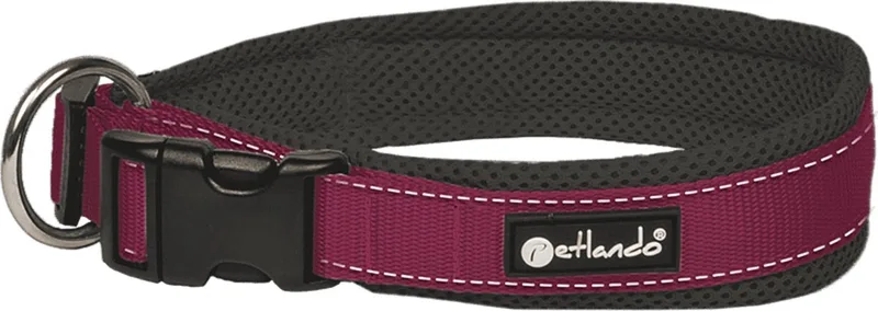 Hondenhalsband Outdoor Aubergine&Zwart - Klikhalsband - Xxxs 25-30x2 Cm de Petlando en Berry (donkerrood, Zwart) – photo produit