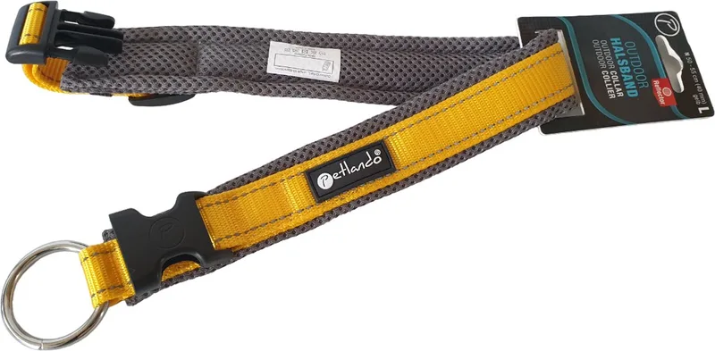 Hondenhalsband Outdoor Oker&Grijs - Klikhalsband - 50-55/4 cm de Petlando en Jaune, Gris – photo produit