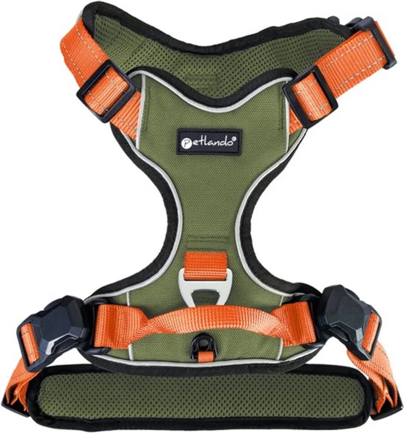 Hondentuig Olive-Orange met magnetische sluiting - maat M- 56 – 68 cm von Petlando in Orange – Produktfoto