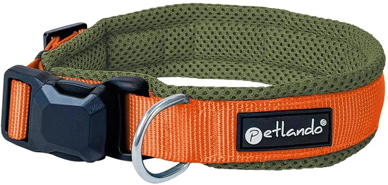 Magnetech Halsband Olive/Orange - maat S 40-45 cm by Petlando in Olive-Orange – product photo