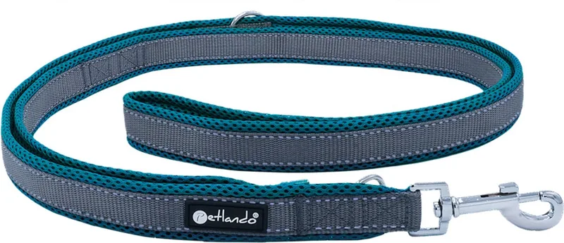 Trainingslijn Outdoor Grijs & Hondenriem - 230x3 cm - maat L von Petlando in Petrol – Produktfoto