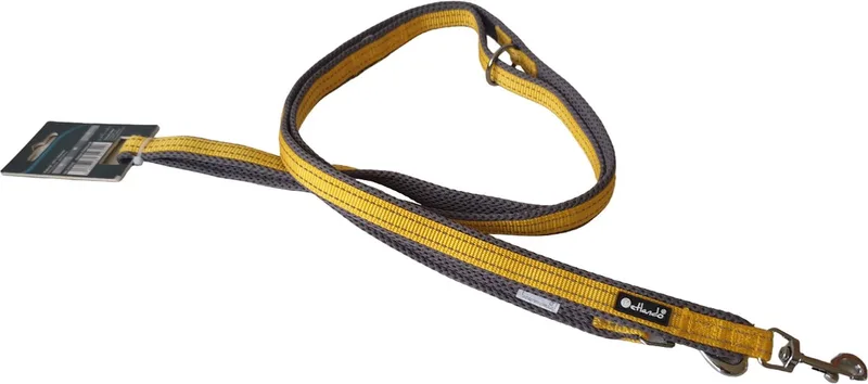Trainingslijn Outdoor Oker&Grijs - Hondenriem - 230x2.5 cm de Petlando en Jaune – photo produit