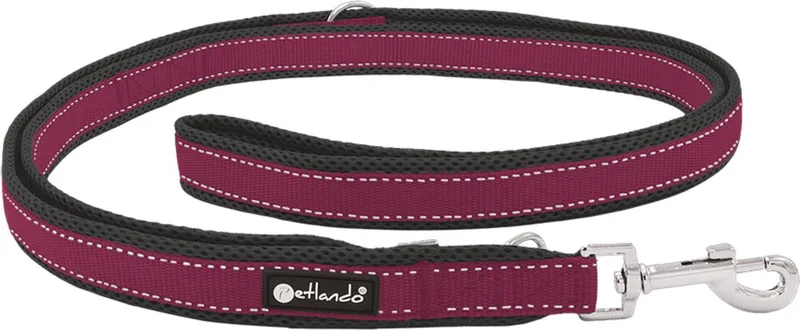 Trainingslijn Outdoor & Zwart - Hondenriem - 230x2.5 cm - maat M von Petlando in Berry – Produktfoto