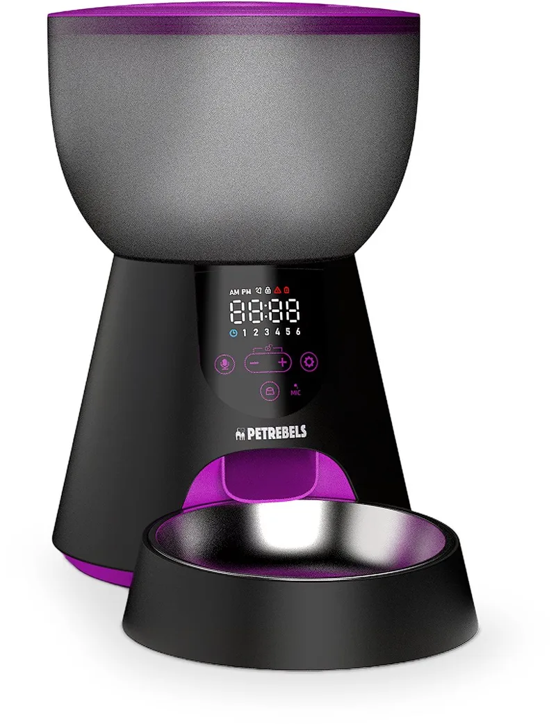 Automatische Voerbak Kat - Programmeerbaar - Spraakopname - Inhoud 4 liter - Touchscreen - Food-Express 515 fra Petrebels i Sort – produktbillede
