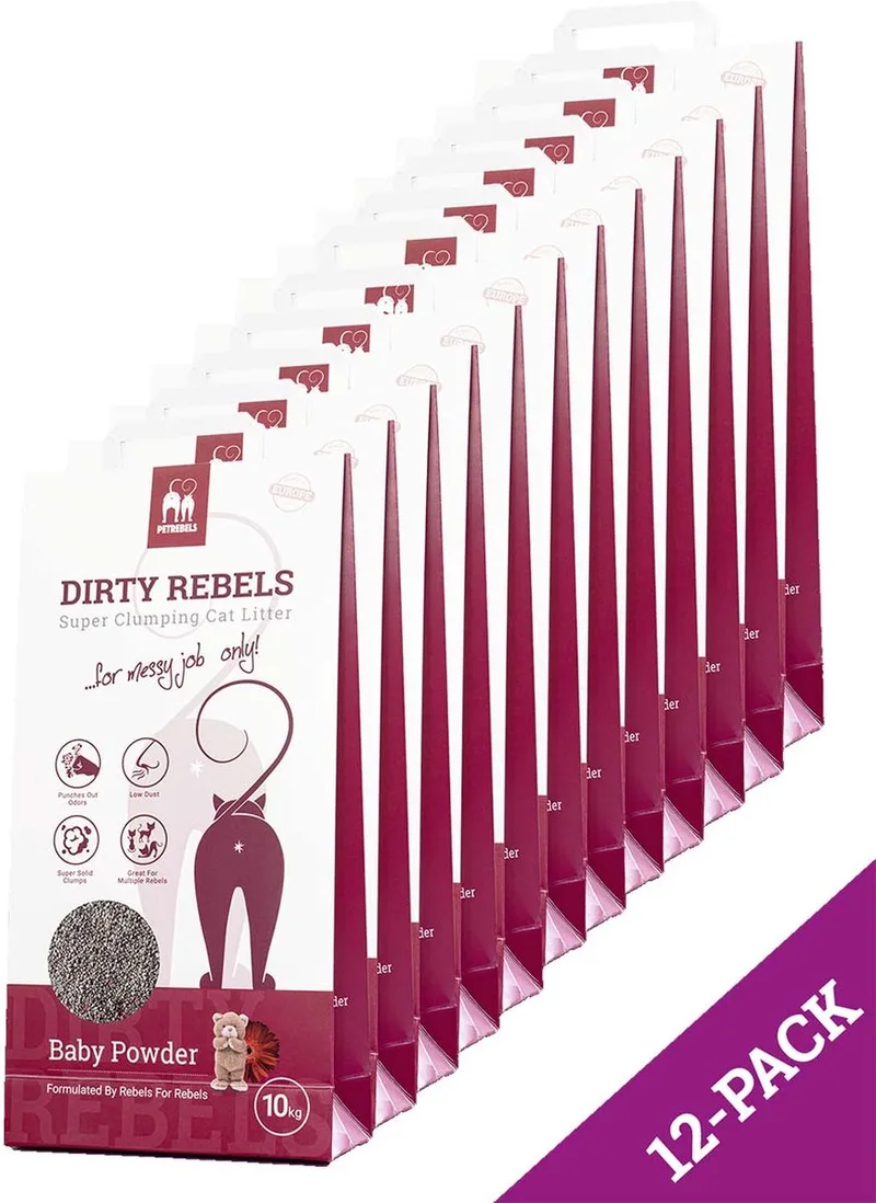 Dirty Rebels kattenbakvulling BABY POWDER - 12-pack (12x10 L) - snel klontvormend von Petrebels – Produktfoto
