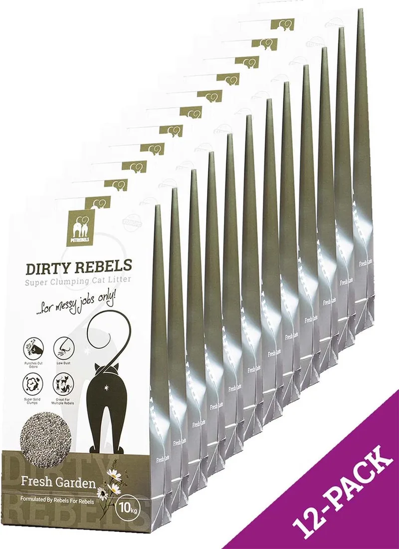 Dirty Rebels kattenbakvulling FRESH-GARDEN - 12-pack (12x10 L) - extreem snel klontvormend de Petrebels – photo produit