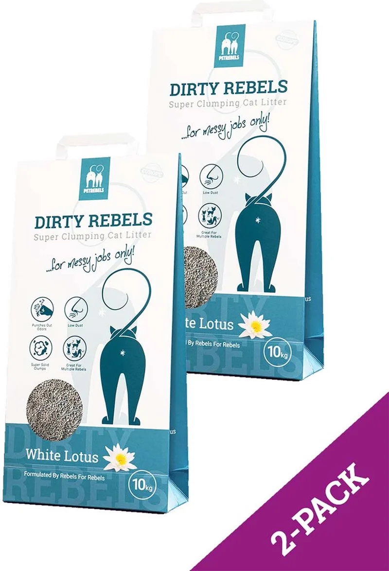 Dirty Rebels kattenbakvulling WHITE LOTUS - 2-pack (2x10 L) - extreem snel klontvormend by Petrebels – product photo