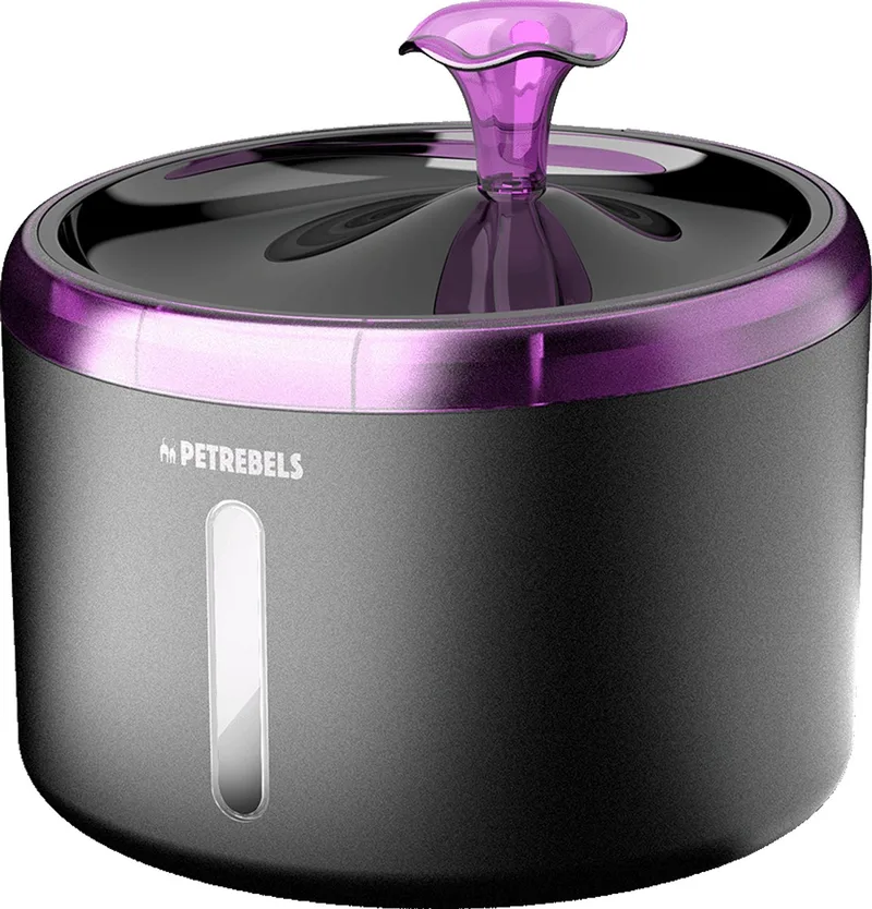 Drinkfontein Kat - Waterfontein incl. Filter - 2,4 Liter - Met LED - Fluisterstil - Spring 20 van Petrebels in Zwart – productfoto