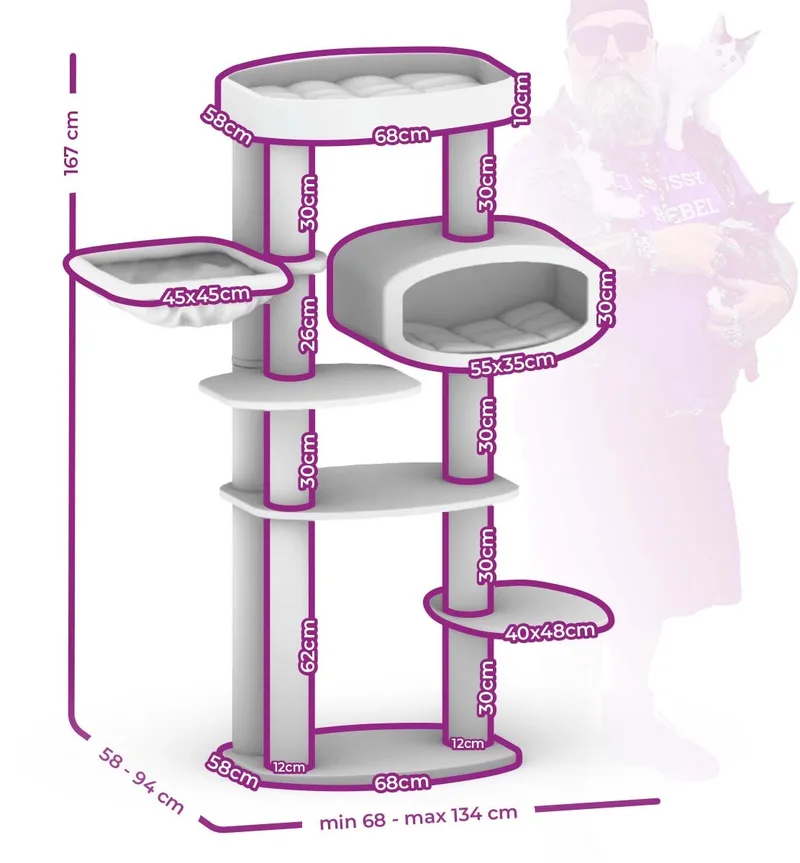 Drive 167 Krabpaal - Design Kattenmeubel - 12 cm Dikke Stammen - Extra Stabiel de Petrebels en Crème – photo produit