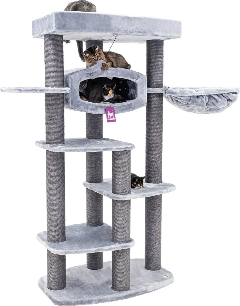 Drive 179 Krabpaal - Design Kattenmeubel - 12 cm Dikke Stammen - Uitwasbare hangmat by Petrebels in Grey – product photo
