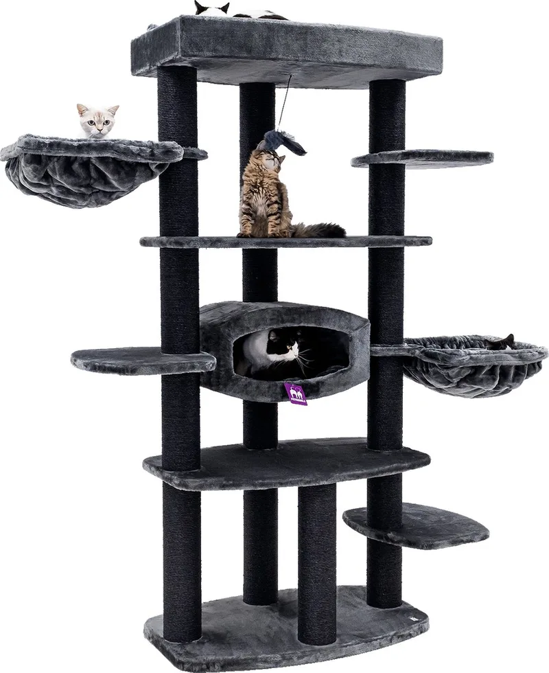 Drive 191 Krabpaal XXL - Luxe Kattenmeubel - 12 cm Dikke Stammen - Uitwasbare hangmatten by Petrebels in Pepper – product photo