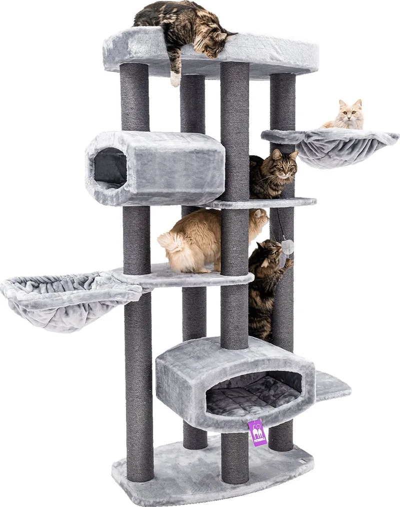 Drive 195 Krabpaal XXL - Design Krabmeubel - 12 cm Dikke Stammen von Petrebels in Grau – Produktfoto