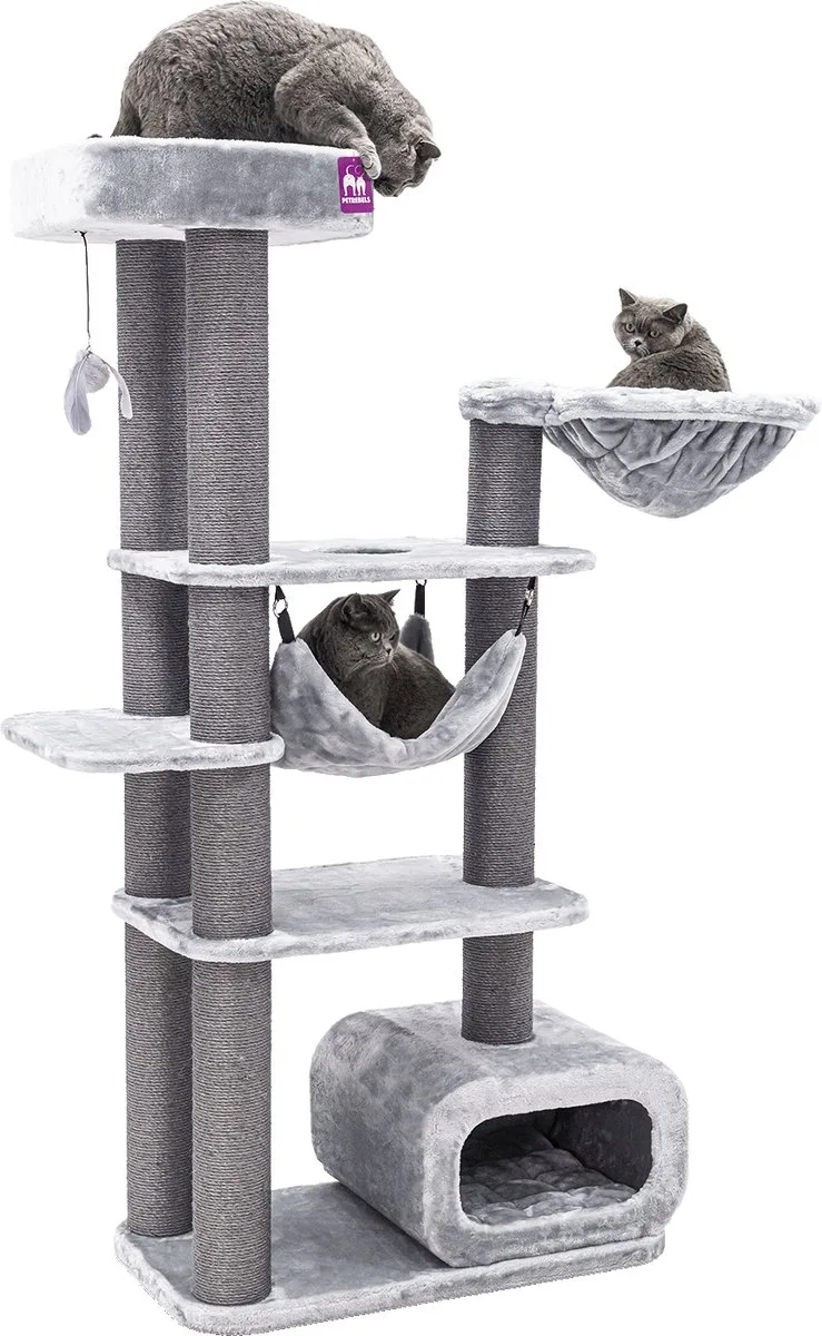 Interstate 178 Krabpaal - Design Krabmeubel - 12 cm Dikke Stammen by Petrebels in Grey – product photo