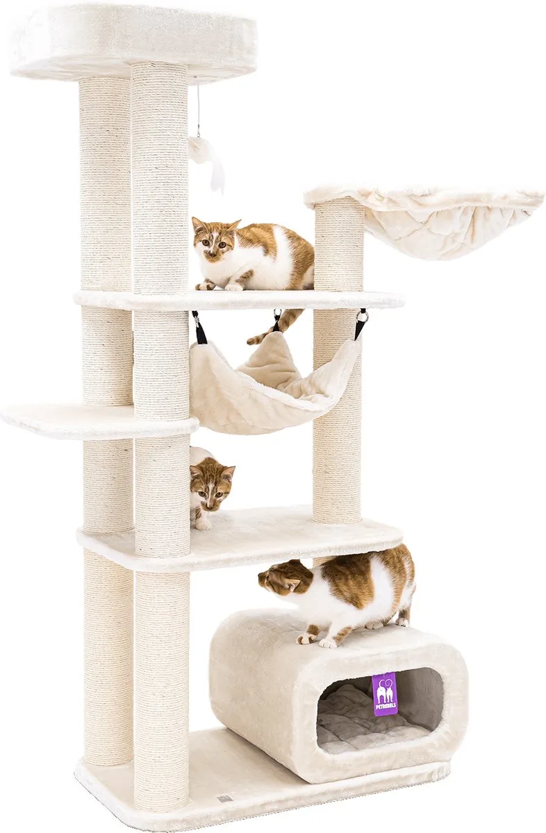Interstate 178 Krabpaal - Design Krabmeubel - 12 cm Dikke Stammen by Petrebels in Cream – product photo