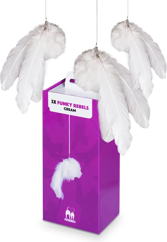 Kattenspeelgoed Funky Rebels - 3 stuks in verpakking - Cream - Giftbox