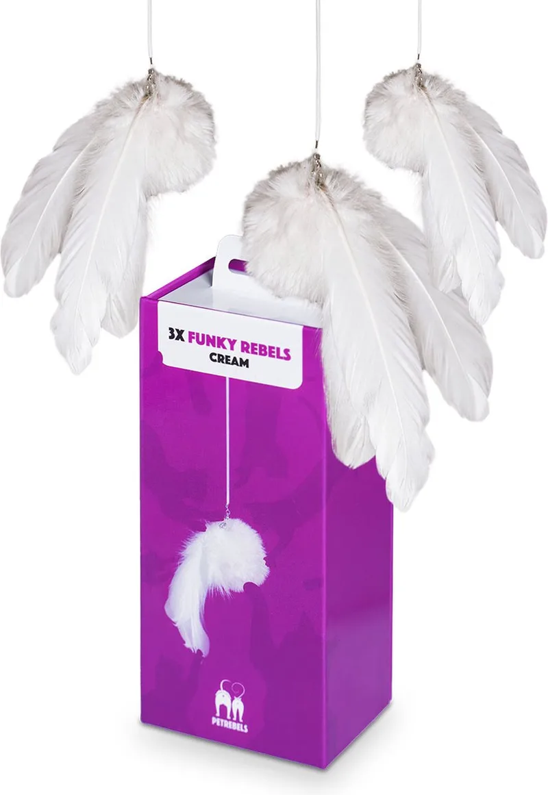 Kattenspeelgoed Funky Rebels - 3 stuks in verpakking - Cream - Giftbox by Petrebels in Cream – product photo