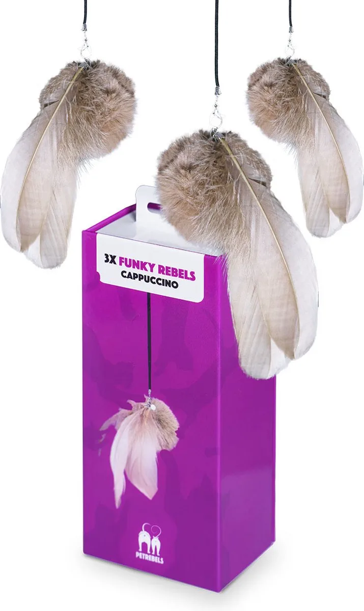 Kattenspeelgoed Funky Rebels - 3 stuks in verpakking - Giftbox von Petrebels in Cappuccino – Produktfoto