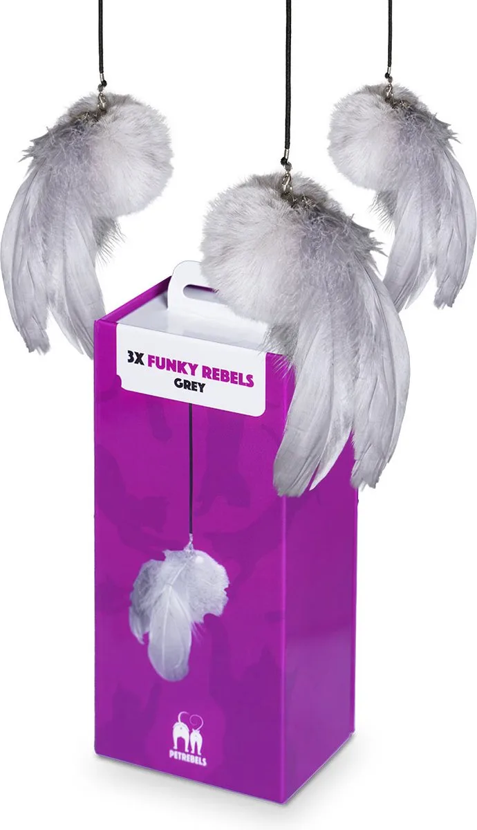 Kattenspeelgoed Funky Rebels - 3 stuks in verpakking - Giftbox von Petrebels in Grau – Produktfoto
