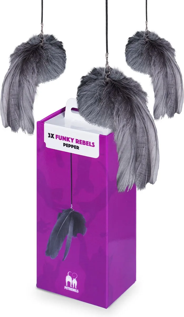 Kattenspeelgoed Funky Rebels - 3 stuks in verpakking - Pepper - Giftbox de Petrebels en Anthracite – photo produit