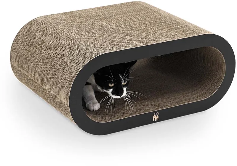 Krabkarton voor Katten - Daisy 59 - Stevig Karton - Design Krabplank - 58,5 x 42 x 25,5 cm von Petrebels in Schwarz – Produktfoto