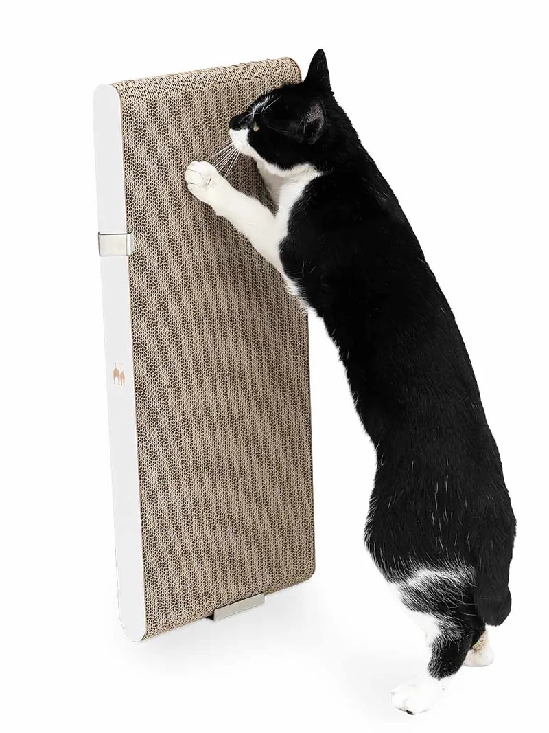 Krabkarton voor Katten - Milo 63 - Stevig Karton - Design Krabplank Verticaal - 62,5 x 4,7 x 27,7 cm by Petrebels in White – product photo