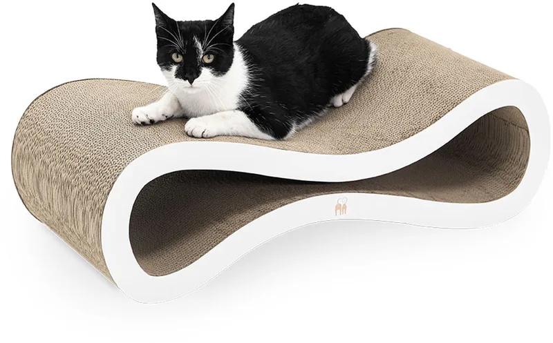 Krabkarton voor Katten - Simba 75 - Stevig Karton - Design Krabplank - 75 x 32 x 23 cm by Petrebels in White – product photo