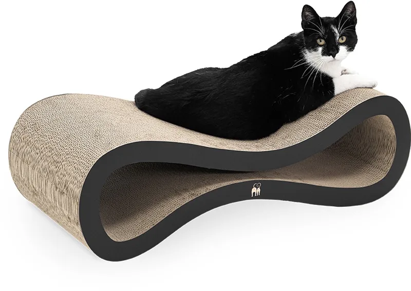 Krabkarton voor Katten - Simba 75 - Stevig Karton - Design Krabplank - 75 x 32 x 23 cm von Petrebels in Schwarz – Produktfoto
