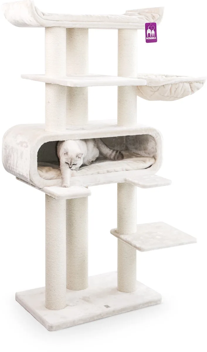 Krabpaal XL Krabpaal Route 180 - Voor grote katten - 76 x 60 x 180 cm von Petrebels in Creme – Produktfoto
