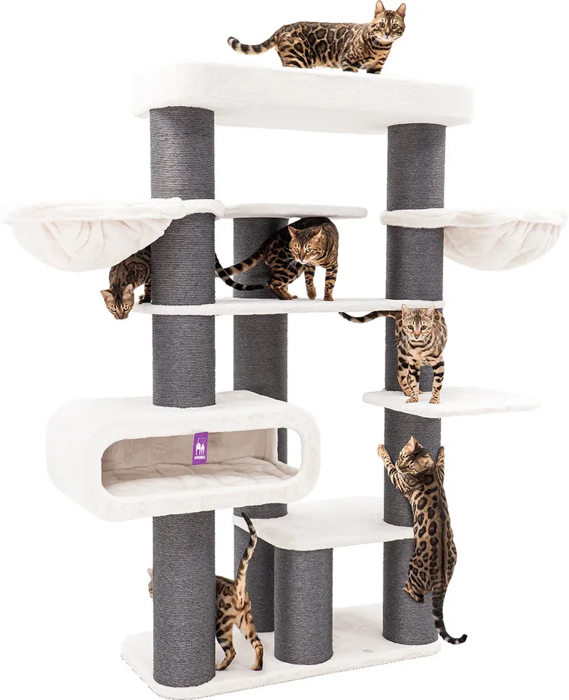Norwegian 198 Krabpaal XXL - Voor Grote Katten - 20 cm Dikke Stammen de Petrebels en Off-White – photo produit