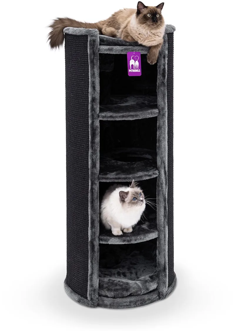 Superdome 120 Krabton voor katten - Pepper - 49 x 49 x 120 cm de Petrebels en Gris – photo produit