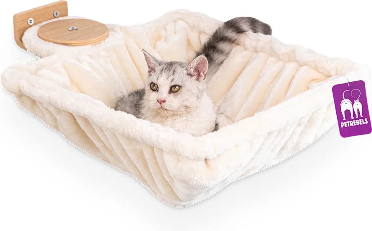 Wandmeubel wandmontage Klimmuur Kat - Kattenmuur Hang square 1240 set-Rusty Oak - 40 x 40 x 6 cm de Petrebels en Old Grey – photo produit