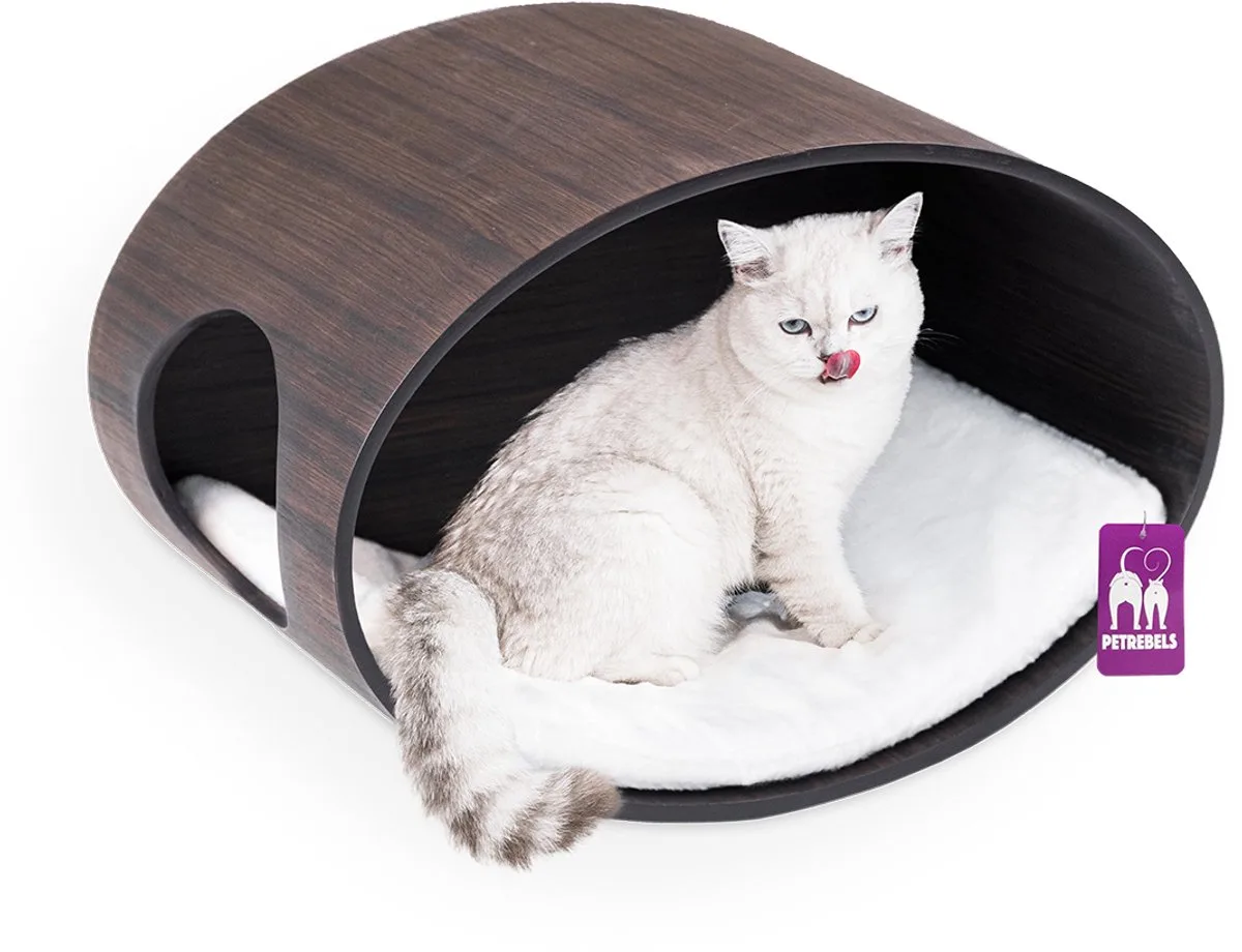 Wandmeubel wandmontage Klimmuur Kat - Kattenmuur Oval Office 60-Wengé - 60 x 40 x 35 cm de Petrebels en Wengé – photo produit