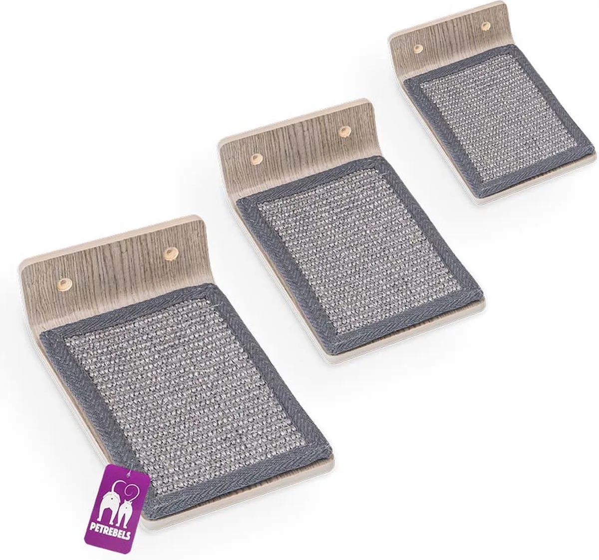 Wandmeubel wandmontage Klimmuur Kat - Kattenmuur Step 25 set-Old Grey - 25 x 15 x 10 cm de Petrebels en Old Grey – photo produit