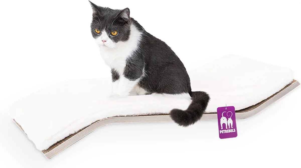 Wandmeubel wandmontage Klimmuur Kat - Kattenmuur Wave 70-Old Grey - 70 x 20 x 35 cm de Petrebels en Old Grey – photo produit