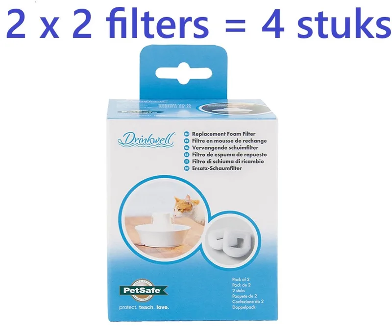 Drinkwell - schuimfilters voor drinkfontein 2 st -- ** 2 X ** = 4 filters - verlengd de levensduur van uw fontein de PetSafe en Blanc – photo produit