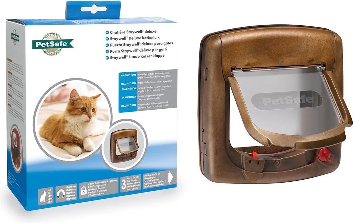 Kattenluik - Tot 7 Kg Magnetisch Slot Hout van PetSafe in Meerkleurig – productfoto