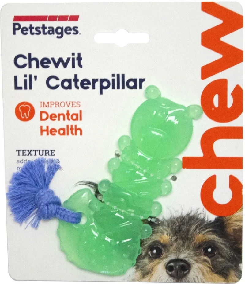 Orka Chewit Lil' Caterpillar - Hondenspeelgoed - 12x5x1 cm 100 g Mintgroen Blauw by Petstages – product photo