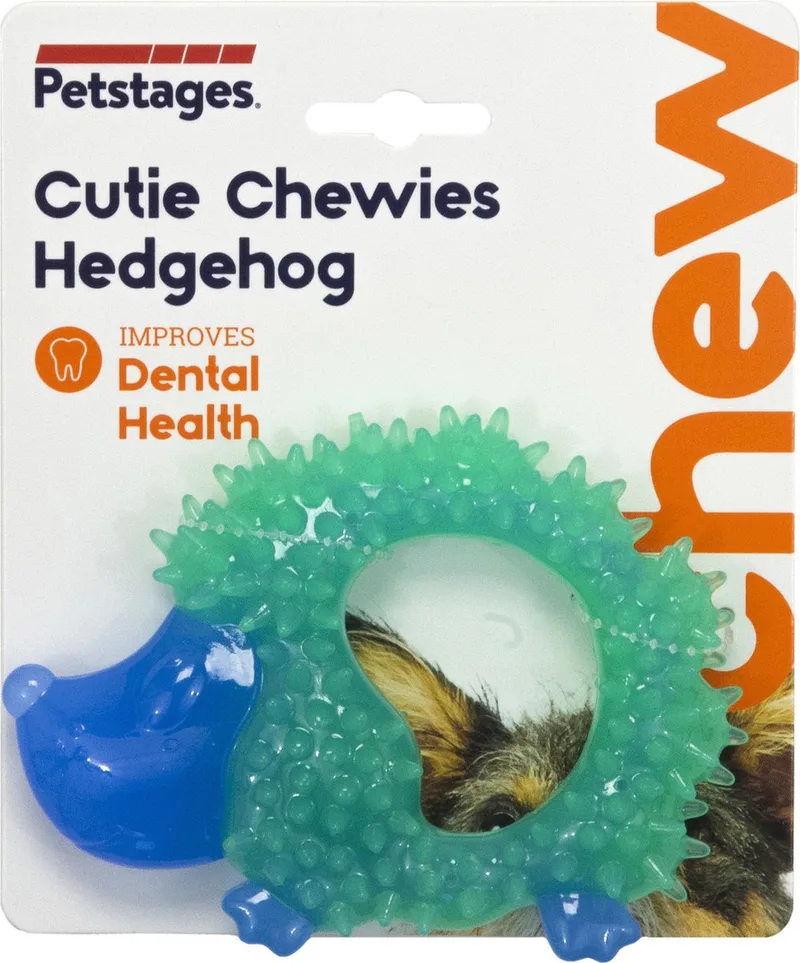 Orka Cutie Chewies Hedgehog - Hondenspeelgoed - 13x10x3 cm 160 g Mintgroen by Petstages in Blue – product photo
