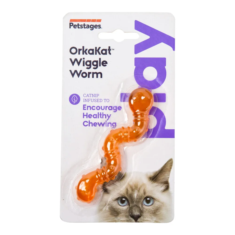 OrkaKat Catnip Wiggle Worm Oranje 10,1 x 18,4 x 1,0 cm van Petstages – productfoto