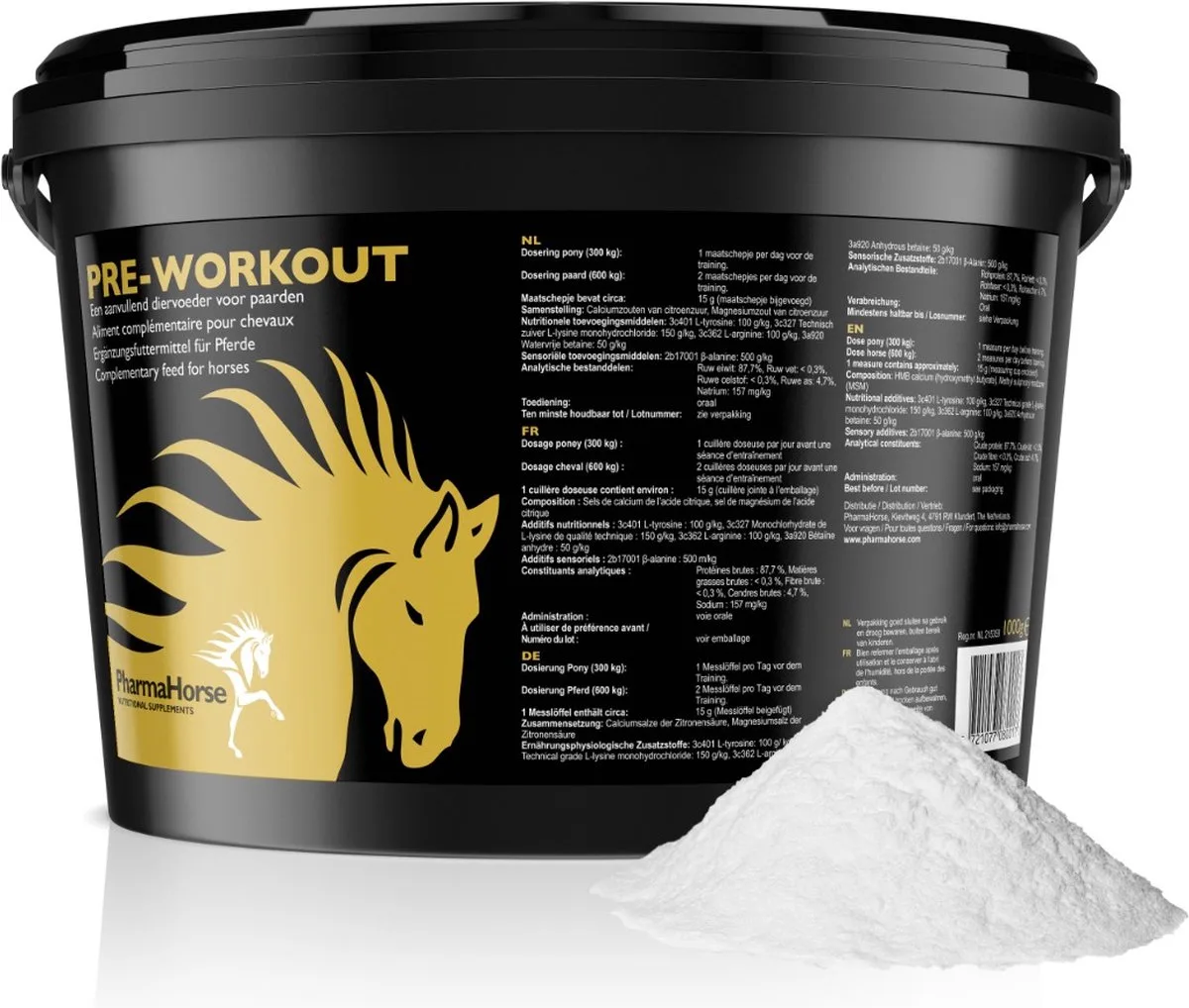 Pre workout paard 1000 gram van PharmaHorse – productfoto