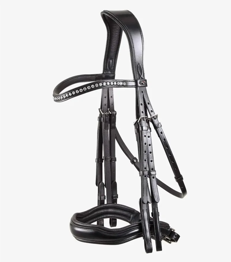 Anatomisch dubbel hoofdstel Premier Equine Abriano van Premier Equine in Zwart – productfoto