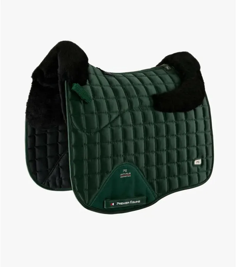 Atlantis Cc Satin Wool Dressage Zadeldekje Groen Full de Premier Equine en Olijf, Zwarte wol – photo produit