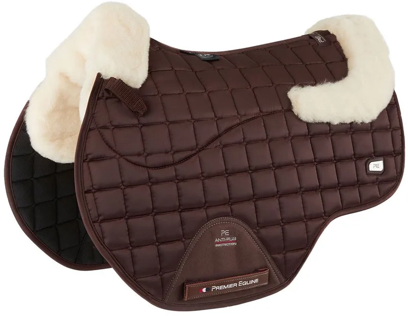 Atlantis Cc Satin Wool Jump Zadeldekje Bruin Full by Premier Equine in Brown, Natural Wool – product photo