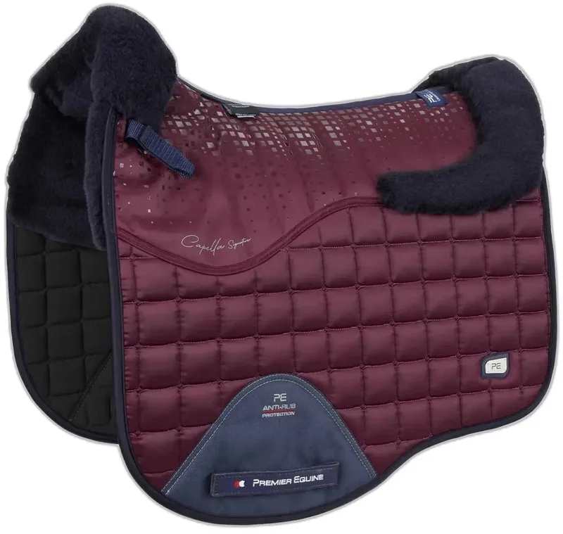 Capella Cc Merino Wool Dressage Zadeldekje Rood Full de Premier Equine en Wijn – photo produit