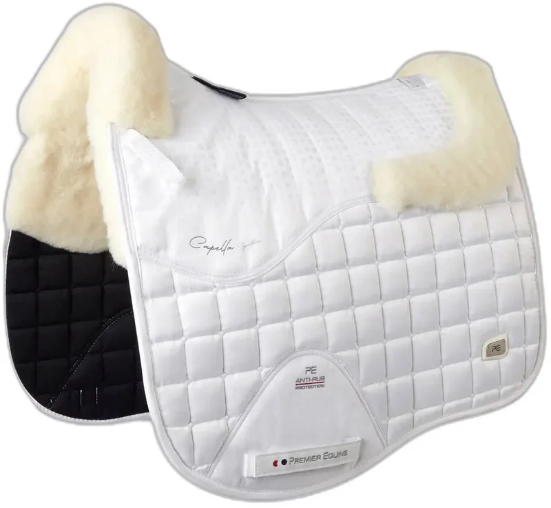 Capella Cc Merino Wool Dressage Zadeldekje Wit Full by Premier Equine in White, Natuurlijke wol – product photo