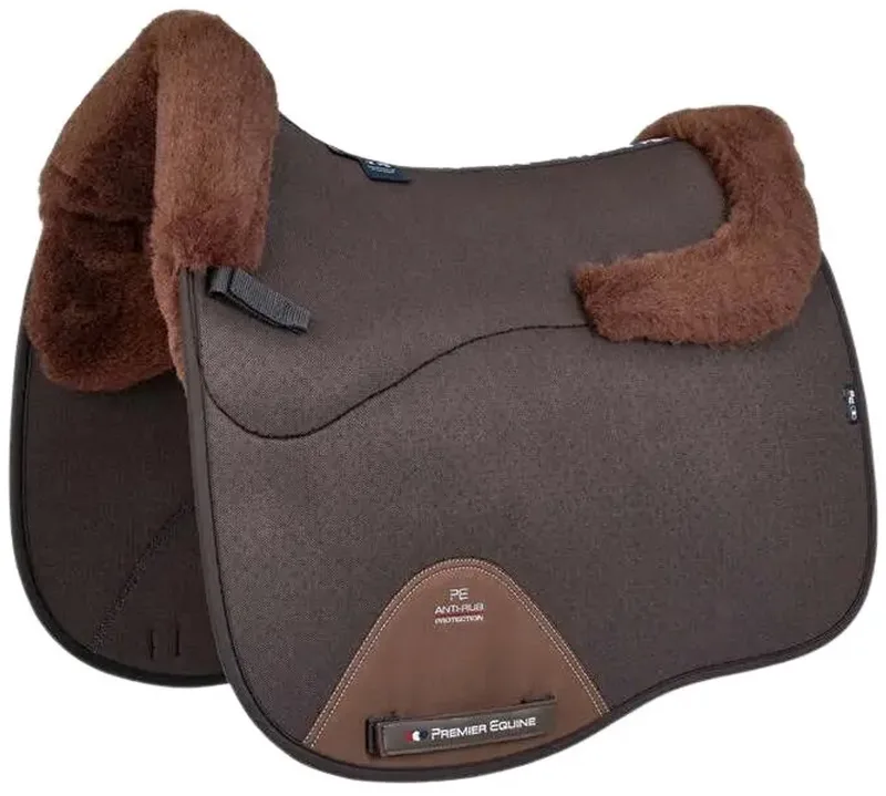Cc Air-tech Shockproof Merino Wool Dressage Zadeldekje Bruin Full by Premier Equine in Brown, Bruine wol – product photo