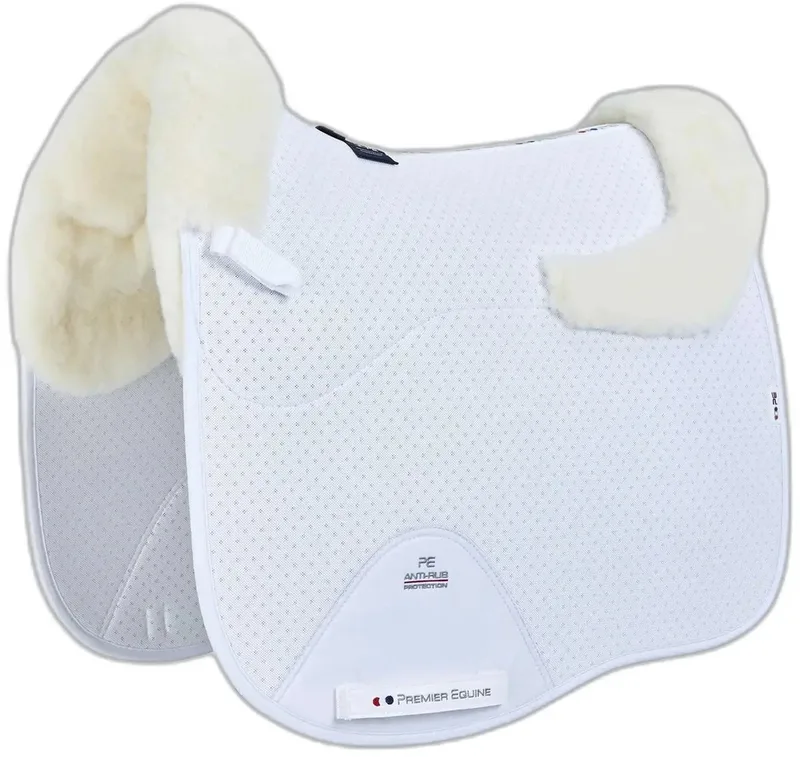 Cc Air-tech Shockproof Merino Wool Dressage Zadeldekje Wit Full de Premier Equine en Blanc, Natural Wool – photo produit